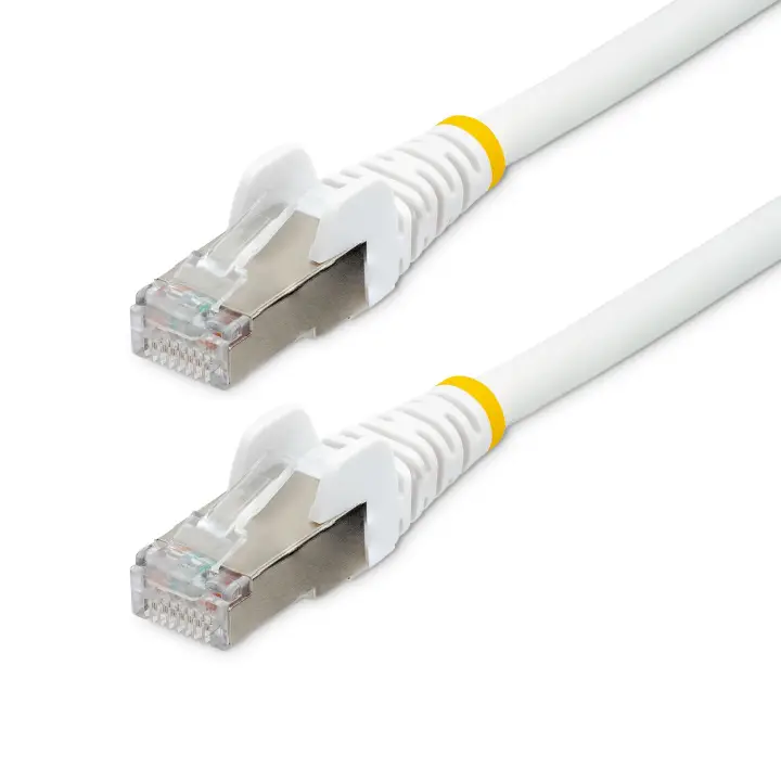 Cable de 10m de Red Ethernet CAT6a - Blanco - Low Smoke Zero Halogen (LSZH) - 10GbE - 500MHz - PoE++ de 100W - Snagless sin Pestillo - RJ-45 - Cable de Red S/FTP