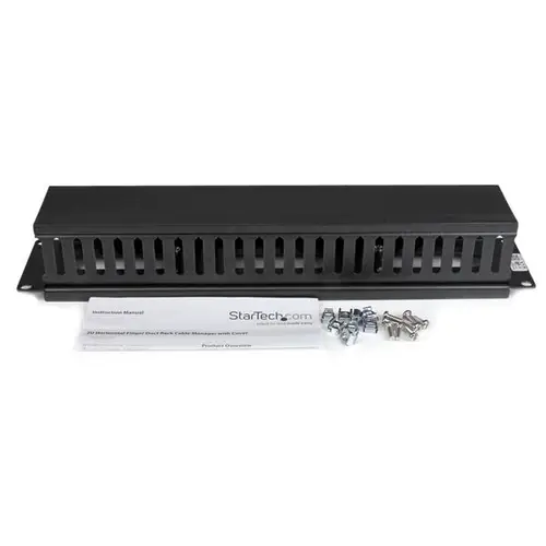 Panel Canaleta Horizontal de 2U con Cubierta para Gestión de Cableado en Racks y Perforaciones Laterales - Imagen 5
