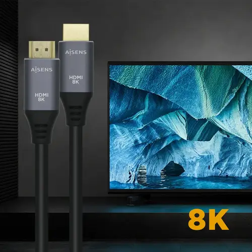 Cable HDMI V2.1 Ultra Alta Velocidad / HEC 8k@60Hz 48Gbps, A/M-A/M, Gris/Negro, 1.0m - Imagen 5