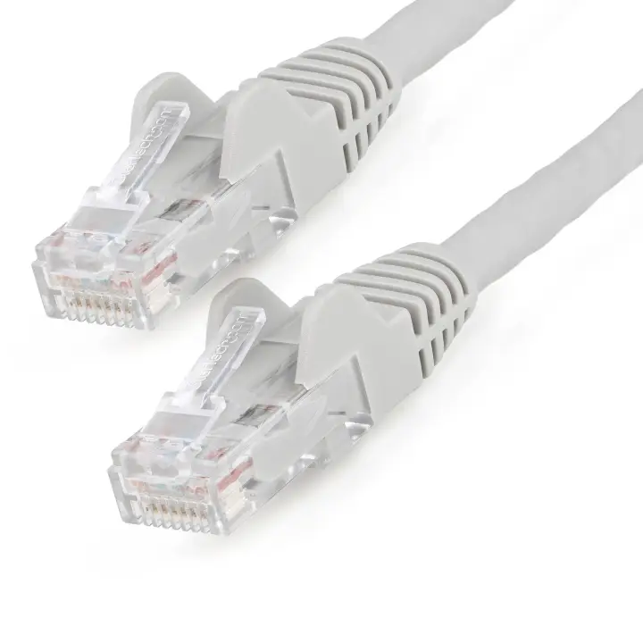 Cable de 15m CAT6 Ethernet - LSZH - Cable de Red RJ45 UTP de 10Gb - 650MHz - PoE de 100W - Latiguillo Snagless con Alivio de Tensión - sin Traba - ETL - Gris