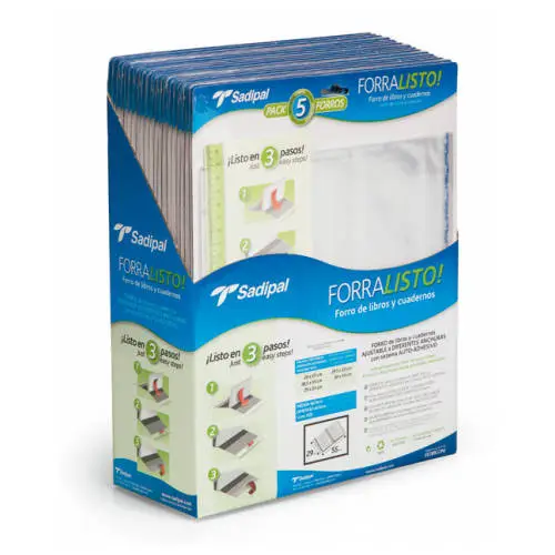 BLISTER 5 FUNDAS DE FORRO CON 2 SOLAPAS AJUSTABLES 28 CM SADIPAL ..