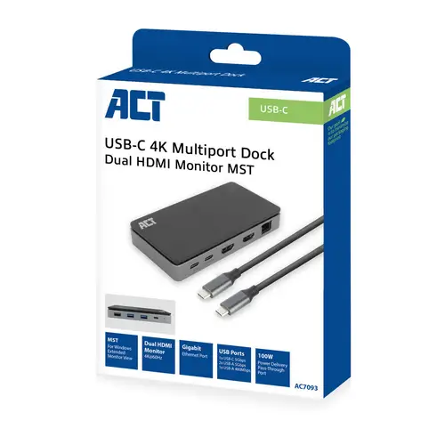AC7093 base para portátil y replicador de puertos Alámbrico USB 3.2 Gen 1 (3.1 Gen 1) Type-C Negro, Gris - Imagen 2