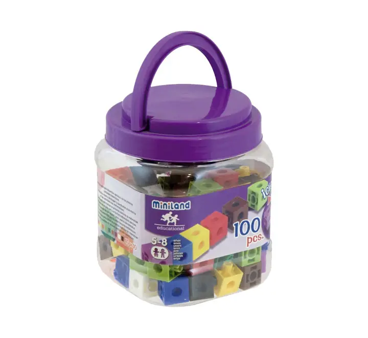 BOTE 100UN CUBOS 2CM ENSARTABLES MINILAND 95210