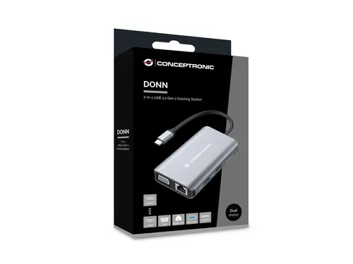 DONN21G base para portátil y replicador de puertos Alámbrico USB 3.2 Gen 1 (3.1 Gen 1) Type-C Gris - Imagen 5