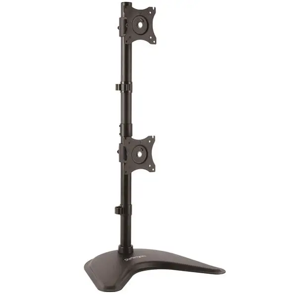 Soporte Vertical de Acero de Servicio Pesado para dos Monitores - Base Ajustable VESA para Pantallas de hasta 27 Pulgadas