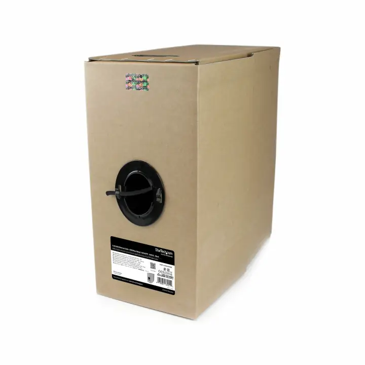 Bobina de Cable de Red Ethernet Cat6 a Granel - 304,8m - Sólido - CMR - Negro - Se Ajusta a TAA