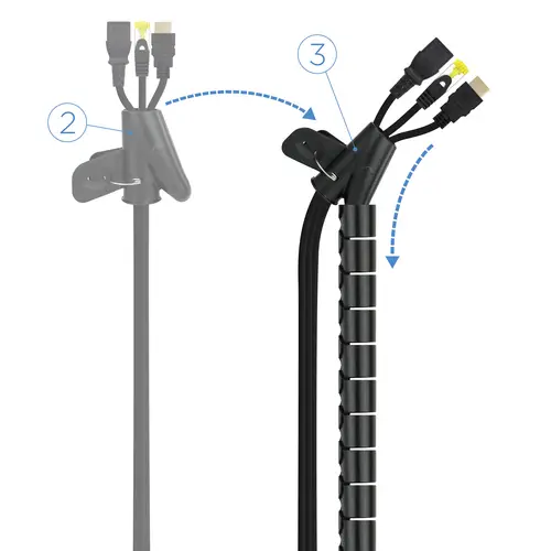 Organizador de cables flexible 25 mm 1.0m, negro - Imagen 3