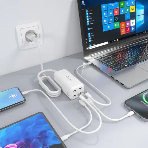 Cargador Sobremesa GaN 100W, 3x USB-C PD3.0 QC4.0 QC5.0, 1x USB-A QC3.0, Blanco - Imagen 5