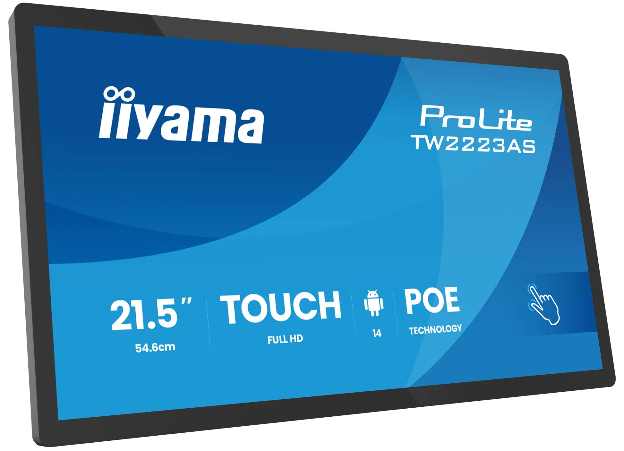 TW2223AS-B3P pantalla de señalización Panel plano interactivo 54,6 cm (21.5") Wifi 450 cd / m² Full HD Negro Pantalla táctil Procesador incorporado Android 24/7