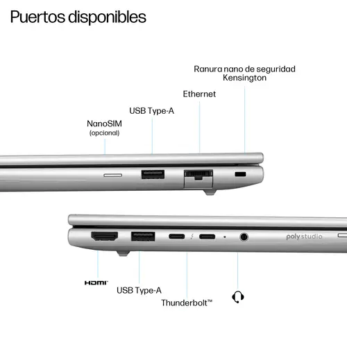 EliteBook 6 G1i 14 inch Notebook AI PC Wolf Pro Security Edition Intel Core Ultra 5 225U Portátil 35,6 cm (14") WUXGA 16 GB DDR5-SDRAM 512 GB SSD Wi-Fi 7 (802.11be) Windows 11 Pro Plata - Imagen 4