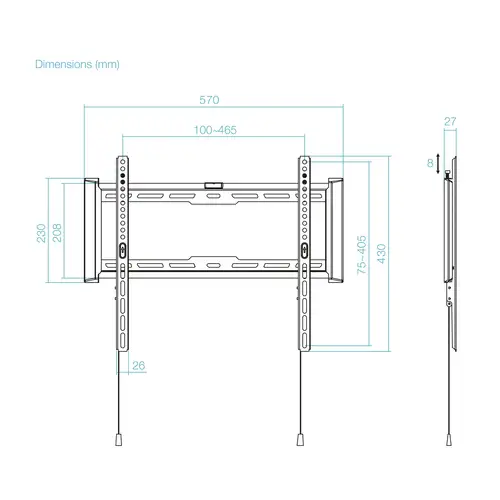 Soporte Fijo de pared para pantallas 32"- 70", Negro - Imagen 6