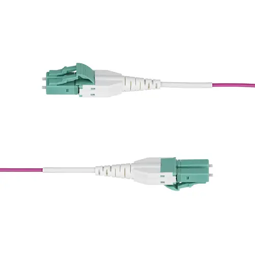 Cable de Fibra Óptica Multimodo OM4 LC a LC UPC de 40m - 50/125µm - 40G/100G - Violeta Érica - LOMMF/VCSE - Cable Uniboot de Fibra - Clasificación Riser OFNR - Imagen 3