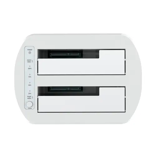Estacion de Docking de Doble Bahia ASDS-D02W SATA 2.5/3.5 a USB 3.0/3.1 Gen1, Clone, Blanca - Imagen 3