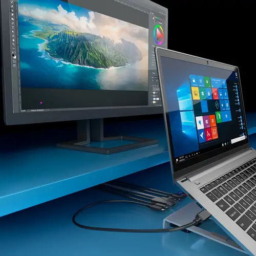 Soporte de Sobremesa Ajustable para Portatil / Tablet con USB-C Docking 7 en 1, Gris - Imagen 7