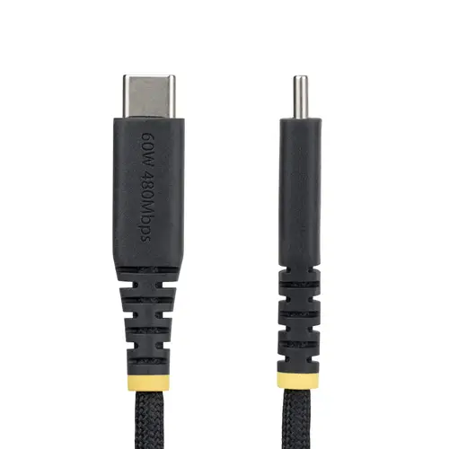 Cable de Carga USB-C Trenzado de TPE y Nailon de 30cm - Cable Cargador USB Tipo C - - Cable Cargador para Portátil o Tablet - Cable de Servicio Pesado - USB 2.0 - PD 60W 3A - Negro - Imagen 2