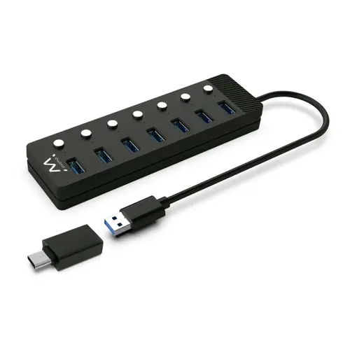 EW1147 hub de interfaz USB 3.2 Gen 1 (3.1 Gen 1) Type-A 5000 Mbit/s Negro - Imagen 1