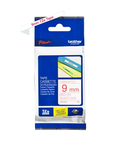TZE-222 cinta para impresora de etiquetas Rojo sobre blanco - Imagen 3