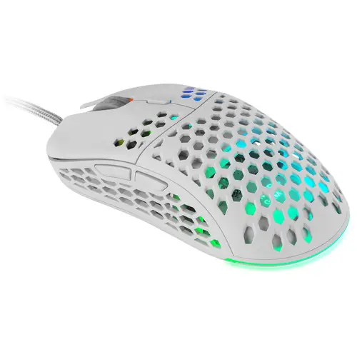 MM55W, Ratón Inalámbrico Gaming RGB Chroma, Ultra-ligero 55 g, 12800 DPI, Switches Mecánicos Programables HUANO, Blanco - Imagen 2
