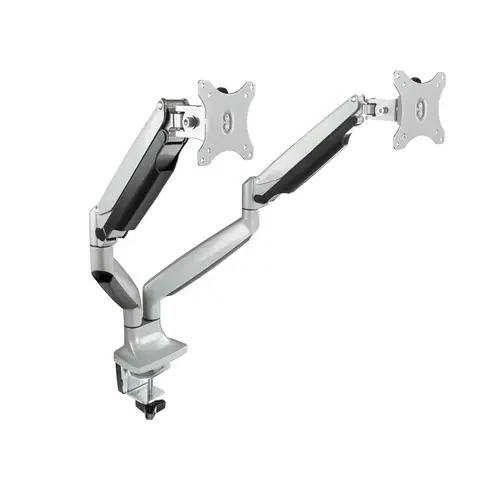 Soporte de Mesa Giratorio e Inclinable para 2 Pantallas (Monitor / TV Plasma / LCD / LED) 13  32, de Dos Brazos, Plata - Imagen 2