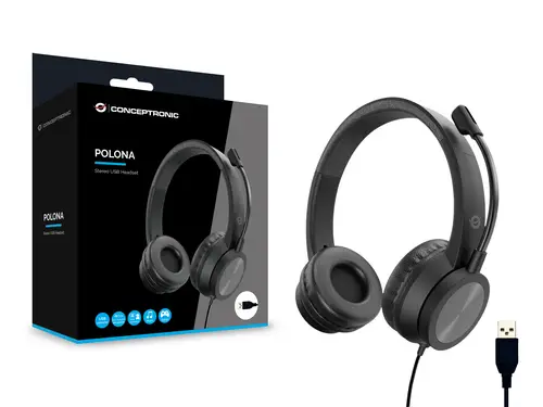 POLONA05B auricular y casco Auriculares Alámbrico Diadema Llamadas/Música USB tipo A Negro - Imagen 7