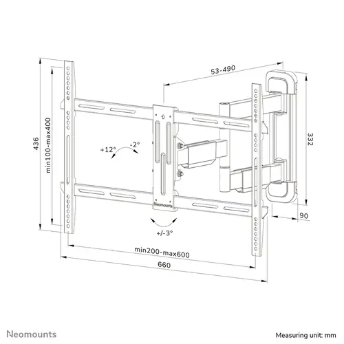 WL40-550BL16 Soporte de pared para TV 40-65" - movimiento completo - fácil montaje - Imagen 17