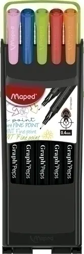 ROTULADOR MAPED PUNTA DE METAL GRAPH PEPS FINE LINER COMPACT ESTUCHE DE 10 COLORES SURTIDOS