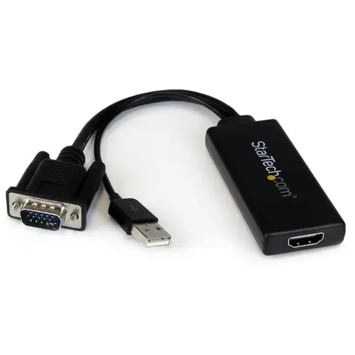 Adaptador VGA a HDMI con audio y alimentación USB  Conversor VGA a HDMI portátil  1080 p - Imagen 1