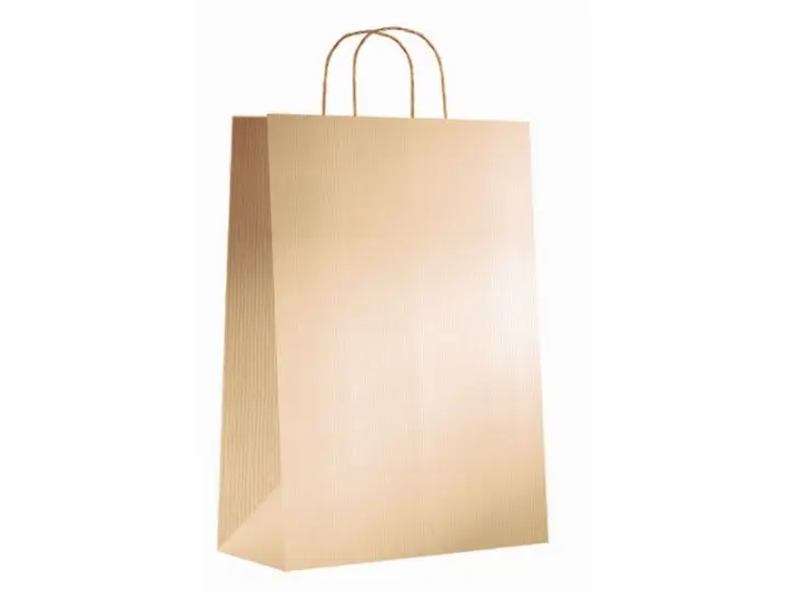 Paq.25 bolsas papel asa retorcida formato m 27+12X37cm 90gr oro 02003038