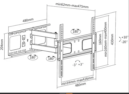 650315 Soporte de pared articulado para TV de 32"-55 - Imagen 3