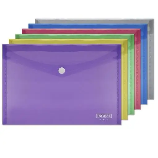 INGRAF SOBRE PORTADOCUMENTOS CON BROCHE A5 COLORES SURTIDOS - Pack de 10 unidades