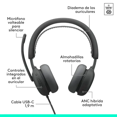 Zone Wired 2: auriculares con cancelación de ruido y tecnología híbrida adaptativa ANC, USB-C con adaptador USB-A, Grafito - Imagen 11