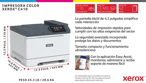 C410 A4 40 ppm Impresora a doble cara PS3 PCL5e/6 2 bandejas 251 hojas - Imagen 6
