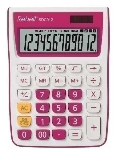 CALCULADORA MESA REBELL 12 DIG. 912 ROSA
