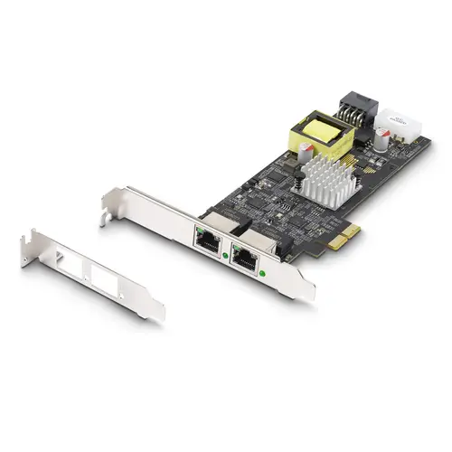 Tarjeta de Red Ethernet PCIe de 2 Puertos PoE de 2,5Gb - Tarjeta de Red NBASE-T - Adaptador LAN PCI Express - Intel I225-V Doble - PoE+ - 802.3af/at - Alimentado por LP4/PCIe de 8 Pines - Imagen 6
