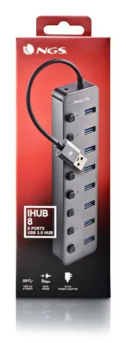 IHUB 8 USB 2.0 Type-A 5000 Mbit/s Negro - Imagen 4
