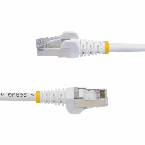 Cable de Red Ethernet CAT8 Blanco 50cm - Snagless - sin Pestillo - 25G/40G - 2000MHz - PoE++ 100W - 26AWG - S/FTP - Alivios de Tensión - Alambre de Cobre Puro - LSZH - Probado con Fluke - Imagen 3