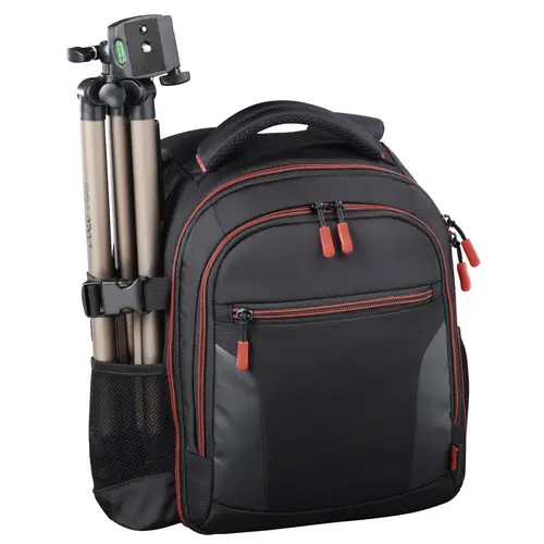 Mochila para equipo fotográfico, Funda tipo mochila para cámara réflex, compartimientos extraíbles, color negro y rojo - Imagen 2