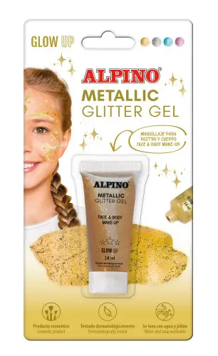 BLÍSTER MAQUILLAJE CON COLOR Y PURPURINA GLITTER DORADO ALPINO DL000602