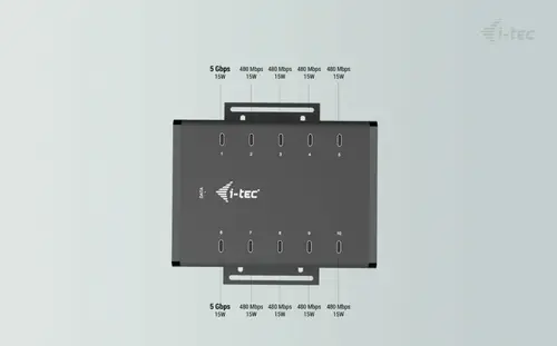 USB-C/USB-A Metal Charging + data HUB, 15W per port, 10x USB-C - Imagen 10
