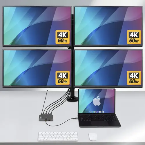 QUAD-USB-HDMI-ADAPT base para portátil y replicador de puertos Alámbrico USB 3.2 Gen 1 (3.1 Gen 1) Type-C Gris - Imagen 3