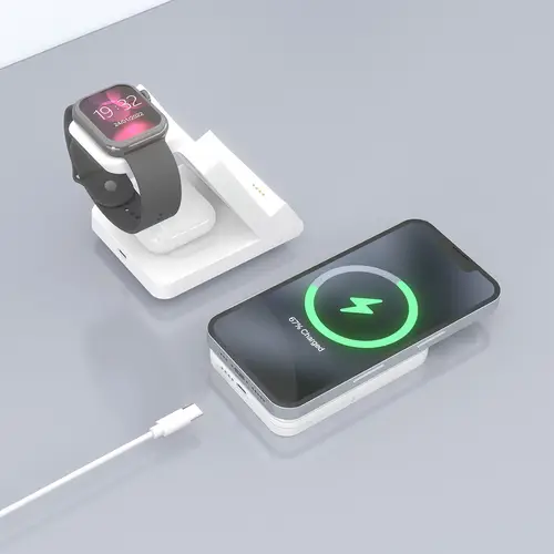 AISENS Cargador Inalambrico USB C 4 en 1 De 15W Para Movil  Apple Watch  Auriculares Con Estuche De Carga  Blanco - Imagen 8
