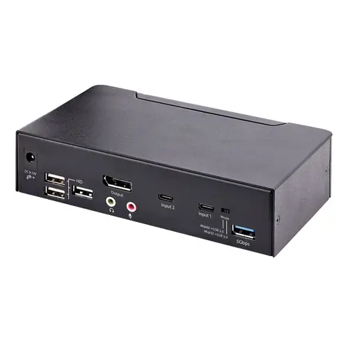 Switch Conmutador KVM USB C Tipo C, KVM de 2 puertos DisplayPort con Vídeo UHD HDR de 4K 60Hz, Audio de 3,5mm, Hub 4x USB y 2x USB A 3.2 Gen 1 de 5Gbps, Compatible con TB 3/4 - Imagen 2