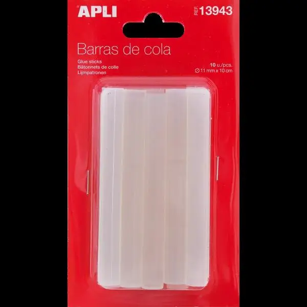 APLI BARRAS ADHESIVAS PARA PISTOLA DE SILICONA CALIENTE Ø11MM X 10CM 10U