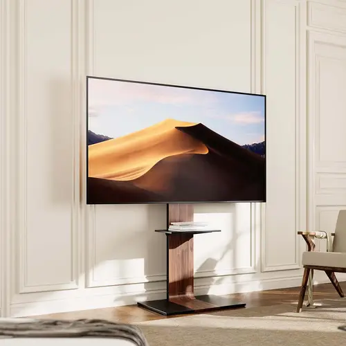 Soporte de Suelo con Bandeja DVD para Monitor/TV 50kg de 37-86, Negro-Marrón - Imagen 5