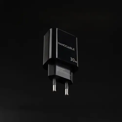 Cargador USB-C/PD + USB-A/QC 30W, Negro - Imagen 2