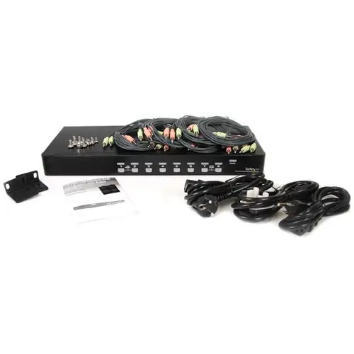 Conmutador Switch KVM 8 Puertos de Vídeo VGA HD15 USB 2.0 USB A y Audio - 1U Rack Estante - Imagen 4