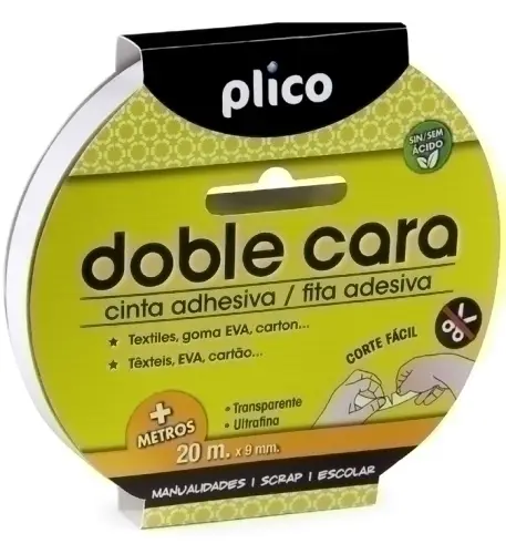 CINTA DOBLE CARA PLICO 9x20 BLANCO