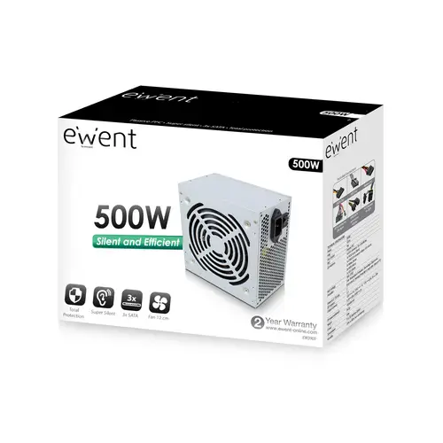 EW3909 unidad de fuente de alimentación 500 W 20+4 pin ATX ATX Gris - Imagen 3