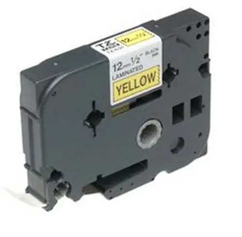 Gloss Laminated Labelling Tape - 12mm, Black/Yellow cinta para impresora de etiquetas TZ - Imagen 1