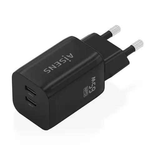 AISENS Cargador GaN 65W  2xUSB C PD3 0 QC4 0  Negro - Imagen 2